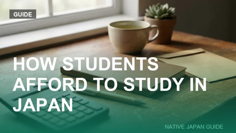 How students afford to study in Japan: a notebook, calculator and envelope on a desk