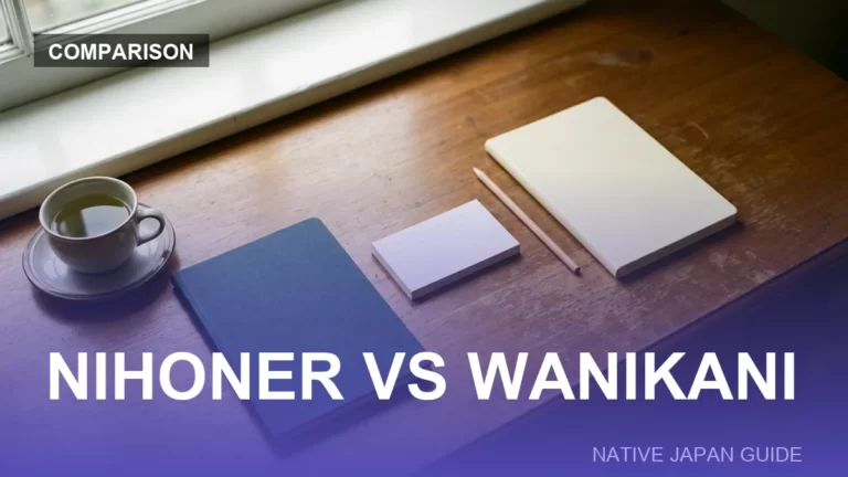Nihoner vs WaniKani: two notebooks and index cards on a wooden desk